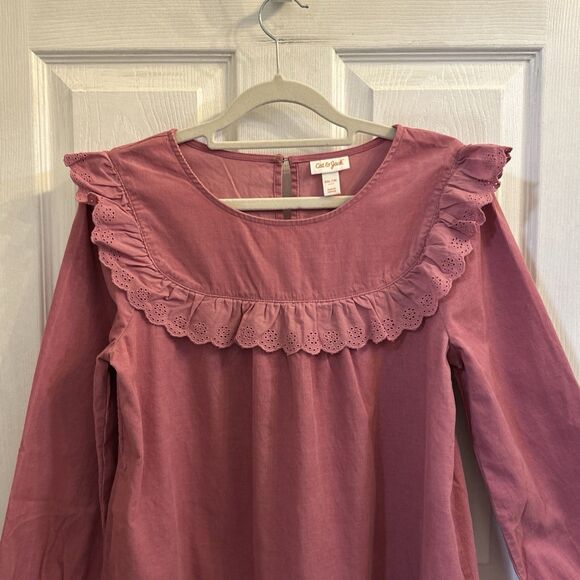 NWT Cat & Jack Girls Eyelet Ruffle Long Sleeve Dress – Mauve Size XXL (18) - Picture 7 of 15